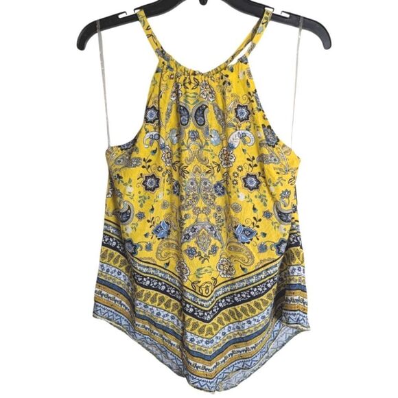 No Boundaries Yellow & Blue Bandana Floral Tank Halter Top M - Picture 2 of 4